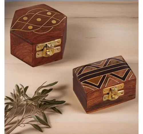 Marrakesch Orient & Mediterran Interior Schmuckkasten 2er Set Schmuckkästchen aus Holz Dajat Delya (2 St), Handarbeit