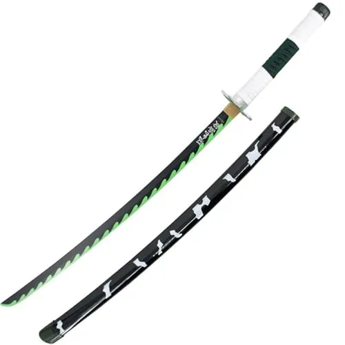 Bambus Katana Cosplay Schwert - Shinazugawa Sanemi, 105cm - Schwert für Anime-Fans, hochwertiges Bambusdesign und ideal für Cosplay oder Sammler.
