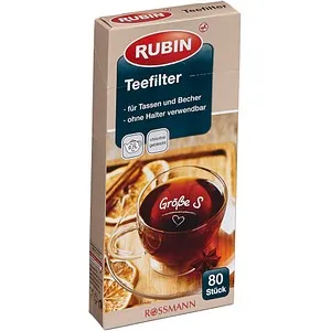 RUBIN Teefilter 4305615282121 - Individuelle Teezubereitung mit RUBIN Teefiltern. Einfach befüllbar für bis zu 0,7 Liter Tee. 80 umweltfreundliche, biologisch abbaubare Teefilter aus nachhaltigen Naturfasern.