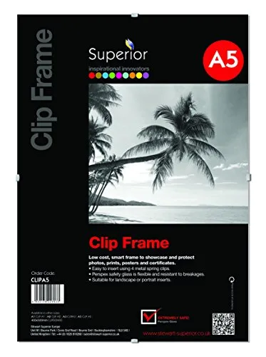 SECO Superior Clipbilderrahmen mit Sicherheitsglass aus Perspex CLIP A5
