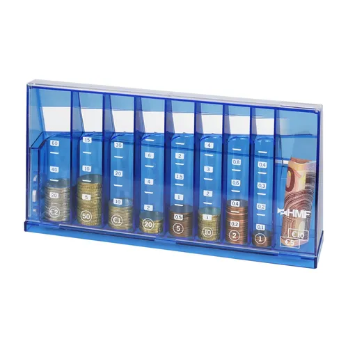 HMF Spardose Spardose 4710-05, abschließbarer Münzsortierer, 24 x 5 x 12 cm, blau, Blau