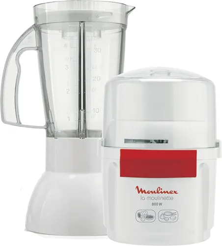 Moulinex La Moulinette AR6801 Stabmixer-Set 800W - Standmixer mit 1,25 l Kapazität und 800 W Leistung, ideal zum Zerkleinern und Mixen von Zutaten. Leicht zu reinigen dank abnehmbarer Klinge und spülmaschinenfester Teile.