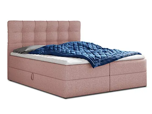 Boxspringbett Best 160x200 cm - Stilvolles Polsterbett mit 2 Bettkästen, luxuriöser Bonell-Matratze und bequemem Topper für optimalen Schlafkomfort.
