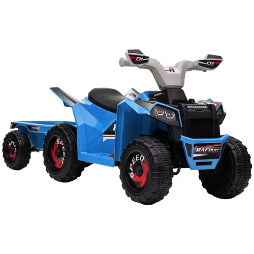 Kinderquad Kinder Elektro-Quad 6V Elektroauto mit Anhänger, 2,5 km/h Metall Blau