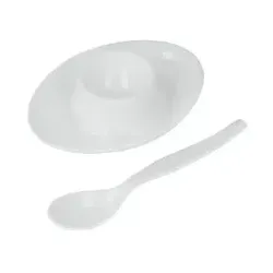 Metaltex Eierbecher mit Löffel, 6-teilig, weiß 252920 080 , 1 Set = 6 Becher inkl. 6 Löffel
