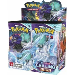 Pokémon Sword & Shield Chilling Reign Booster Display (Englisch) - Sammelkarten Set mit 36 Boosterpacks, jedes enthält 10 Karten und 1 Online-Code. Entdecke die neuen Pokémon der Galar-Region und erweitere deine Sammlung!