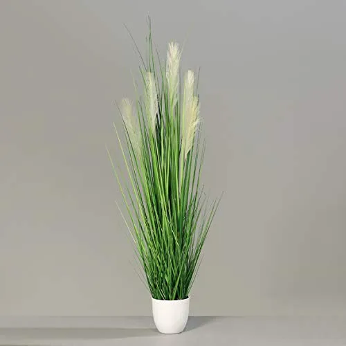 Seidenblumen Roß Pampasgras im weißen Dekotopf – Kunstpflanze 120cm - Künstliches Pampasgras in einem eleganten weißen Dekotopf. Mit einer Höhe von 120cm und farbenfrohen Gräsern bringt es frischen Wind in Ihr Zuhause. Ideal für eine stilvolle Dekoration ohne Pflegeaufwand.
