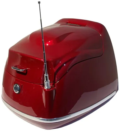 Alpha Motors Topcase Retro Firenze - Verschließbares Topcase für Motorroller, stilvolle rote Chromoptik, idealer Schutz für Ihre Gegenstände und großzügiger Stauraum für unterwegs.
