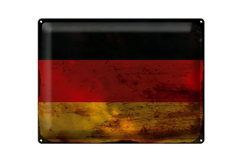 Femer GmbH Metallschild Flagge Deutschland 40x30cm Flag Germany Rost, (1 St), gewölbte Oberfläche, abgerundete Ecken, umgeschlagene Kanten