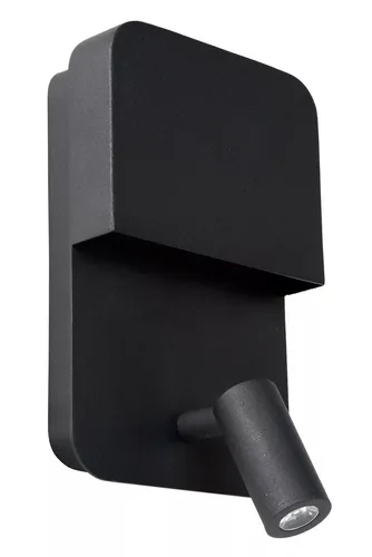 Lucide LED Wandleuchte Boxer - Schwarz - Moderne Wandleuchte aus Stahl mit warmweißem Licht (3000 K) und einer Lebensdauer von 30.000 Stunden, ideal für stilvolle Raumbeleuchtung.