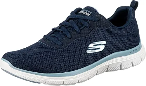 Skechers Damen Flex Appeal 4.0 Brilliant View Sneaker – Navy Mesh - Damen-Sneaker mit stoßdämpfender Flex-Lite Zwischensohle und extrem flexibler Gummilaufsohle für optimalen Komfort und Traktion.