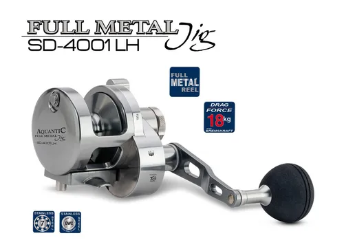 AQUANTIC Full Metal Jig SD-4001LH - Robuste Jigging-Multirolle für Linkshand-Angler - Multirolle mit Vollmetallkonstruktion aus Aluminium für maximale Stabilität und Langlebigkeit beim Meeresangeln. Ideal für anspruchsvolles Jigging.