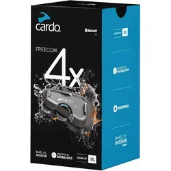 CARDO Freecom 4X Solo Bluetooth Motorrad-Gegensprechanlage - Motorrad-Headset mit JBL-Audio für hervorragenden Klang, automatische Lautstärkeregelung und Live-Gegensprechanlage – ideal für bis zu 4 Fahrer auf 1200 m Entfernung.