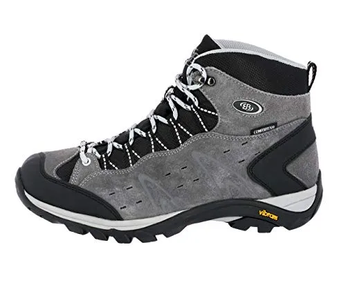 Brütting Mount Bona High Trekking- & Wanderstiefel für Unisex, Grau, 37 EU - Wanderschuhe mit atmungsaktivem, wasserdichtem Veloursleder und strapazierfähiger Vibram-Gummisohle für besten Halt auf jedem Terrain.