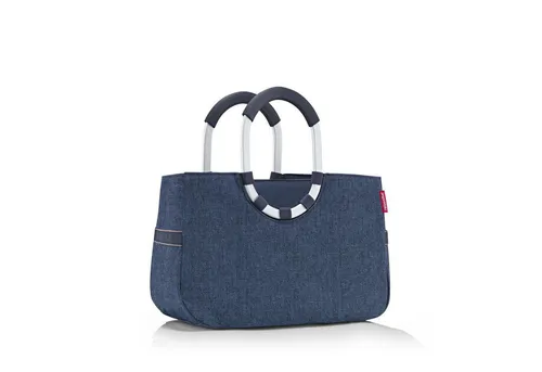 Reisenthel Shopping Loopshopper M - Eleganter Einkaufsshopper 40 cm in Herringbone Dark Blue, nachhaltig aus recycelten PET-Flaschen mit herausnehmbarer Innentasche und viel Stauraum