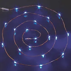 Lichterkette LED blau Draht Drahtlichterkette Deko Party 20 LED ́s Indoor IP20 - Blau