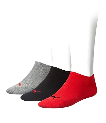 PUMA unisex Sneaker Socken Kurzsocken Sportsocken 261080001 3 Paar, Farbe:Mehrfarbig, Menge:3 Paar (1x 3er Pack), Größe:43-46, Artikel:-232 black/red