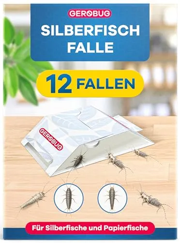 Gerobug Silberfischfalle 12 Stück - Effektive und giftfreie Lösung zur Befallskontrolle - Die Gerobug Silberfischfalle bietet eine giftfreie und umweltfreundliche Lösung zur Bekämpfung von Silberfischen. Ideal für Küche und Bad, sorgt sie für langanhaltenden Schutz ohne störende Chemikalien.