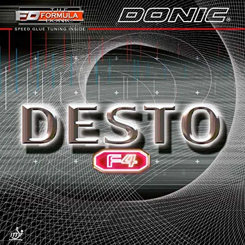 Donic Belag Desto F4 schwarz 2,0 - Ideal für den Einstieg in die Formula DONIC. Mit eingebautem Frischklebeeffekt bietet der Desto F4 optimale Kontrolle und Dynamik für ambitionierte Spieler. Perfekt für clever platzierte Bälle – Made in Germany.