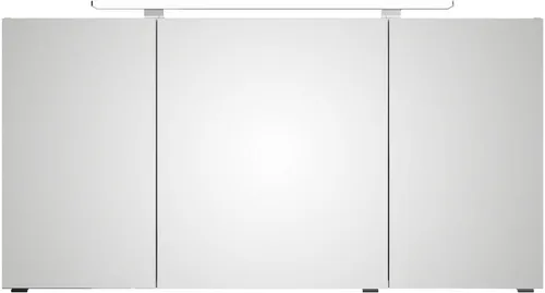 Saphir Badezimmerspiegelschrank Serie 4010 Badezimmer-Spiegelschrank inkl. LED-Aufsatzleuchte Badschrank 140 cm breit, 3 Türen, 6 Glas-Einlegeböden, inkl Türdämpfer