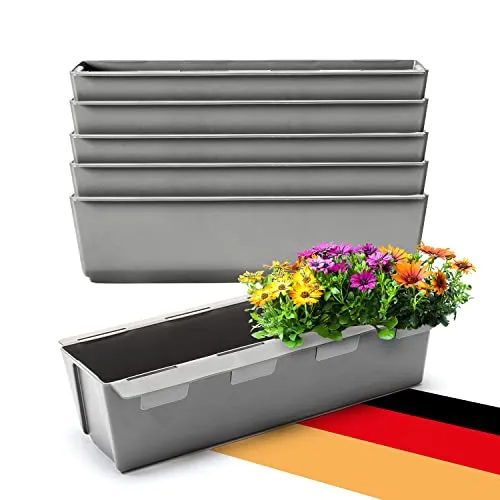 BigDean 6er Set Paletten Blumenkästen mit Hängesystem - Blumenkästen für Europaletten, ideal für Hochbeete und flexibel einhängbar. Hergestellt aus recyceltem PP-Kunststoff, umweltfreundlich und wetterbeständig.