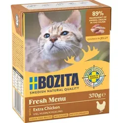 Bozita Feline Häppchen in Gelee, Huhn 370g - Katzenfutter aus hochwertigen schwedischen Rohstoffen, getreidefrei und ohne Zuckerzusatz, ideal für alle Lebensstadien, in umweltfreundlicher Tetra Recart-Verpackung.