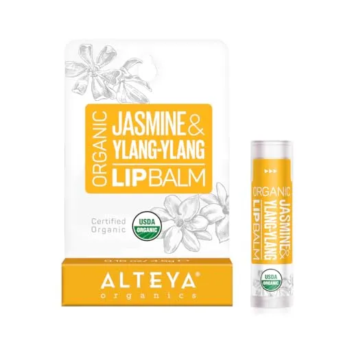 Alteya Bio Lippenbalsam Jasmin und Ylang-Ylang 4.5g – USDA Organic-zertifiziert Rein Natürlich – Lippenpflege auf der Basis sorgfältig selektierter Auswahl an Pflanzenölen und-buttern