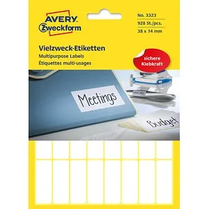 AVERY Zweckform Etiketten 3323 weiß 38,0 x 14,0 mm, 928 Etiketten