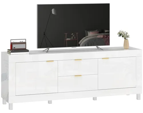 HOMCOM Hochglanz TV-Schrank für Fernseher bis 75 Zoll - Eleganter TV-Schrank mit Hochglanz-Finish, ideal für Fernseher bis 75 Zoll. Bietet großzügigen Stauraum mit Soft-Close-Türen und Schubladen für ein aufgeräumtes Wohnzimmer.