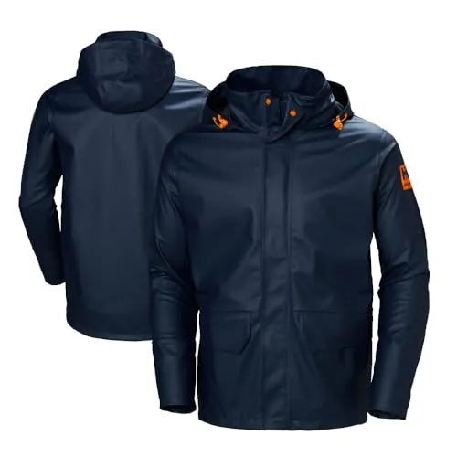 Helly Hansen GALE RAIN JACKET 70282 - navy - XL - Funktionsjacke für Handwerker, wasserfest und atmungsaktiv mit praktischen Features wie Napoleontasche, verstaubarer Kapuze und Neoprenemanchetten für optimalen Komfort.
