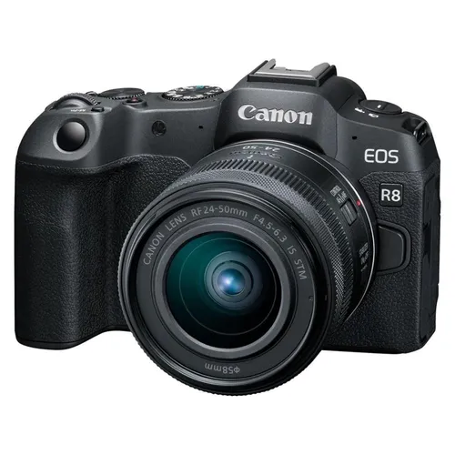 CANON EOS R8 Kit - Spiegellose Systemkamera mit 24-50 mm Objektiv, 24,2 MP und 4K-Videos für kreative Profis und Hobbyisten