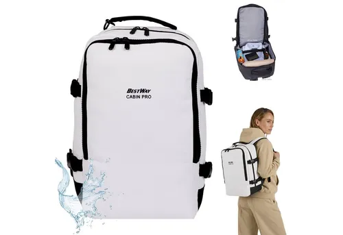 BestWay Bags Reiserucksack Cabin Pro für Ryanair - Wasserabweisender Handgepäck-Rucksack aus leichter Plane mit Laptopfach für 15 Zoll und praktischem Koffergurt. Ideal für Reisen und sportliche Aktivitäten.