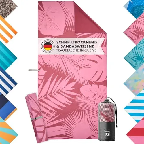 Blumtal XXL Strandtuch aus Mikrofaser - Schnelltrocknendes Handtuch mit Palmen-Motiv - Kompakt und leicht: Das Mikrofaser Strandtuch ist extrem saugstark und trocknet schnell. Perfekt für den Strand oder als Decke, lässt sich einfach verstauen und ist ein farbenfroher Blickfang!