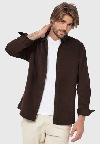 Indicode Herren Ryan Kordhemd aus Baumwolle | Elegantes Freizeithemd in Dk Brown XXL - Herrenhemden, zeitloses Cordhemd mit Kent-Kragen, ideal für Arbeit und Freizeit - nachhaltig verpackt!