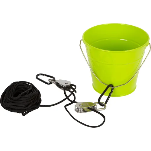 Small Foot Flaschenzug mit Metalleimer - Spielzeug für Baumhaus und Spielturm - Der robuste Flaschenzug mit stabilem Metalleimer ermöglicht spielerisches Lernen über Kräfte. Ideal für Baumhäuser, Klettergerüste und mehr. Seillänge: ca. 10 m, Eimerhöhe: ca. 14 cm.