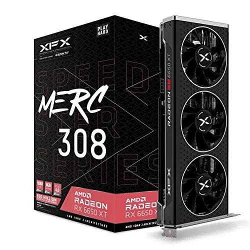 XFX Speedster MERC308 Radeon RX 6650XT Black Gaming Grafikkarte - Leistungsstarke Grafikkarte mit 8GB GDDR6, ideal für Gaming und kreative Anwendungen. Hohe Taktraten bis zu 2694MHz und vielseitige Anschlussmöglichkeiten für ein optimales Spielerlebnis.