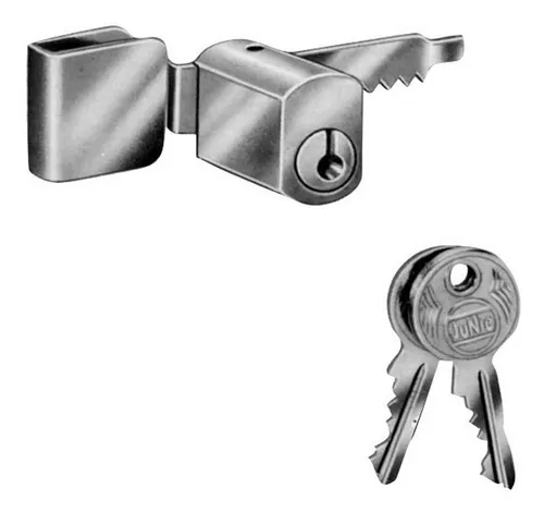 JuNie 2999 Zylinder-Verschluss für Glasschiebetüren - Möbelschloss aus matt verchromtem Eisen und Messing, ideal für Glasschiebetüren, sorgt für Sicherheit und stilvolles Design.