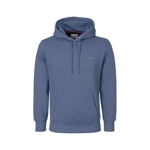 GANT Herren Reg Shield Hoodie Kapuzenpullover, Lapis Blue, S EU - Kapuzenpullover mit Kängurutasche für optimalen Tragekomfort. Regular Fit und stylische GANT-Stickerei machen ihn zur idealen Wahl für kühlere Tage.