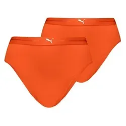 Puma 2P Women High Waist Brazilian Briefs Orange Polyamid Small Damen