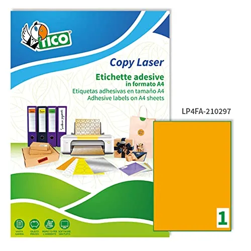 Etichette Copy Laser Premium arancio fluorescente - 4-1 et/ff (conf. pz 70)