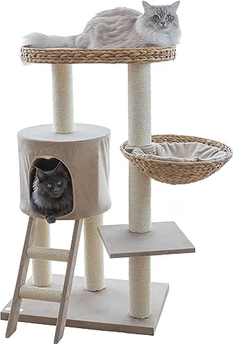 Katzen Kratzbaum Banana Leaf Waxy mit großer Liegefläche - Kratzbaum & Möbel, ideal für mehrere Katzen mit extra großer Liegefläche und waschbarem Katzenkissen - perfekt für Spiel und Entspannung.