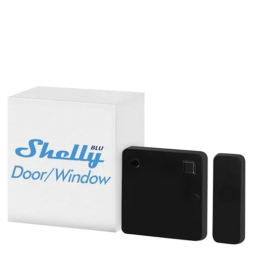 Shelly BLU Door/Window Sensor schwarz - Tür- & Fenstersensor mit bis zu fünf Jahren Batterielebensdauer, erkennt Öffnen/Schließen und lässt sich einfach über die Shelly Smart Control App steuern.