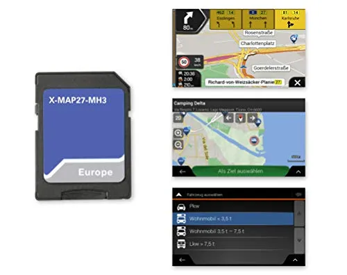 Xzent X-MAP27-MH3: Micro SD-Karte für Reisemobil Navigation - Speicherkarten mit 16 GB Karten für 47 EU-Länder und über 20.000 Campingplätzen, inklusive 3 Jahre kostenlose Updates für optimale Routenplanung.