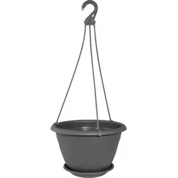 Geli Hängeampel Anthrazit Ø30cm mit Untersetzer & Aufhänger - Stilvolle Hängeampel aus robustem Kunststoff für Innen- und Außenbereich. Mit praktischem Untersetzer und Aufhänger, ideal für Blumen oder Kräuter. Witterungsbeständig und pflegeleicht für dauerhafte Freude.