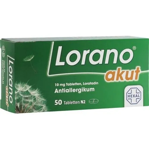 Lorano Akut 50 ST - Arzneimittel zur Behandlung von Heuschnupfen und chronischer Nesselsucht. Wirkt schnell und zuverlässig dank des Wirkstoffs Loratadin.
