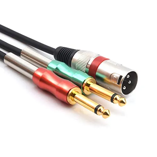 SiYear XLR auf Dual 6,35mm 1/4" TS Y Splitter Kabel, Doppel 6,35mm Mono Stecker (1/4 Zoll) auf XLR Stecker Stereo Mikrofon Audio Adapter Kabel (15Feet/4.5M)
