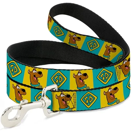 Scooby DOO Hundeleine, Scooby DOO Pose und Erkennungsmarke, 1,8 m lang, 3,8 cm breit, Gelb/Blau