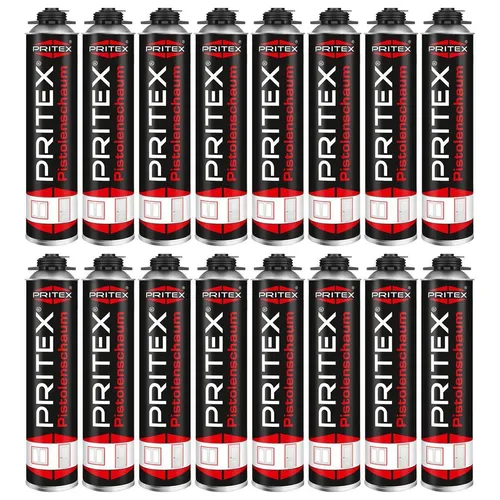 Pistolenschaum 16 x 750 ml Bauschaum Montageschaum PRITEX Isolationsschaum