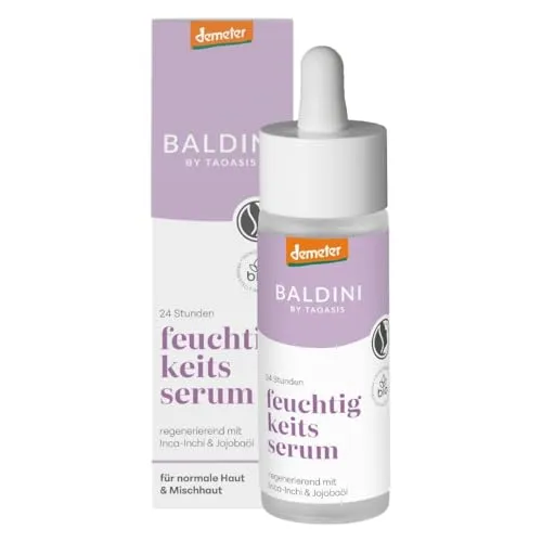 Baldini 24h Feuchtigkeitsserum 30 ml – Naturkosmetik – Bio Gesichtspflege – Feuchtigkeitsspendend für normale & Mischhaut – Für strahlend gepflegte Haut – Mit Jojobaöl & Inca-Inchi-Öl