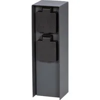 2-fach Steckdosensäule IP44 Anthrazit - Praktische Steckdosensäule für den Außenbereich mit zwei IP44 Steckdosen. Robustes Design in Anthrazit, ideal für Garten und Terrasse. Max. Leistung 3500 W, kompakte Maße von 70x70x230 mm.